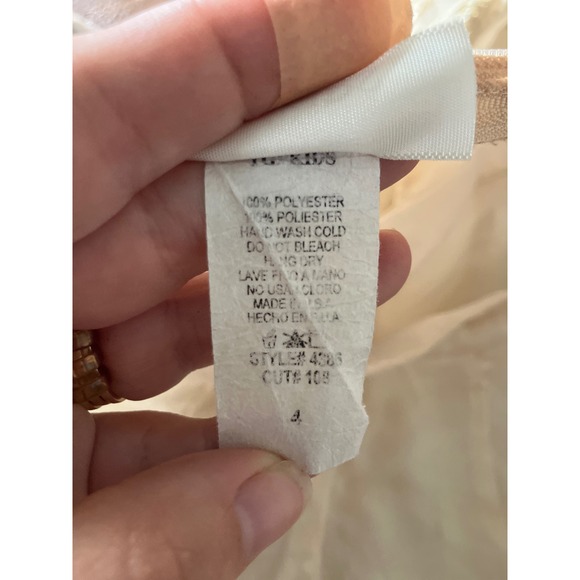 Tai Kids USA Girls Gold Dress Size 3 Champagne Lace Overlay Formal Party SKU 028 - Picture 5 of 6